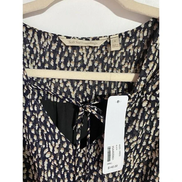 Soft Surroundings Dress S Boho Cottagecore Modest Ruffle Tiered Brunch Metallic - Picture 3 of 12